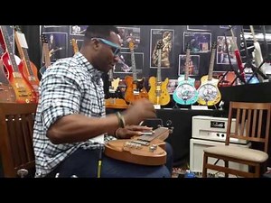 Robert Randolph testing an Asher Short Scale lap steel, Namm 2017