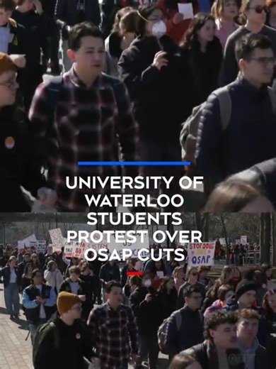 Thousands of students at the University of Waterloo staged a walkout protest over OSAP cuts #ctvnewskitchener #osap #ctvnews