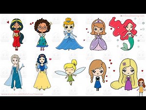 10 Easy Cute Disney Princess Drawings Video Collection for Kids | 90 Minutes Long Sunday Special