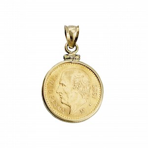 1955 Gold Coin in 14K Gold Bezel Pendant - Mexican 5 Peso - 1.25" Tall - Etsy