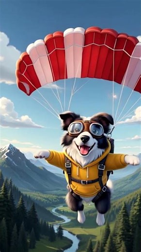 🪂🐶 Perrito en paracaídas | 🪂 Parachute Puppy #asmr #viralshorts