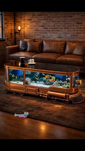 This Aquarium Train Coffee Table is next-level home decor 😍🐠🚂
