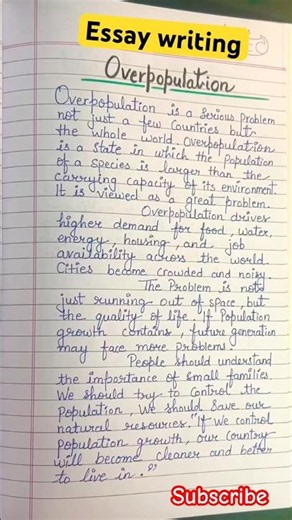 Essay on Overpopulation #essayinenglish #overpopulation #paragraph #writing