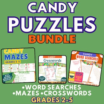 Candy Puzzles Bundle Types Flavors Colors Ingredients Shapes Grades 2-5