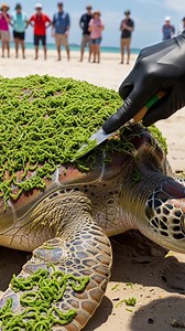 Marine Biologist Removes Thousands Of Parasites From Sea Turtle! #rescue #animals #wildlife | Prompted Daily