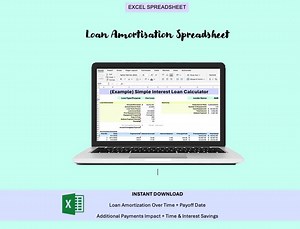 Loan Amortisation Spreadsheet for Excel | Simple Interest Loan Calculator | Digital Template | Extra Repayment Schedule | Basic Calculator - Etsy