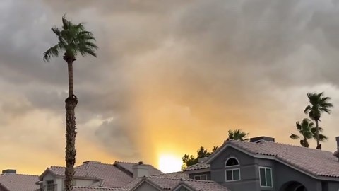 Striking sunset over a windy suburban neighborhood in Las Vegas, USA