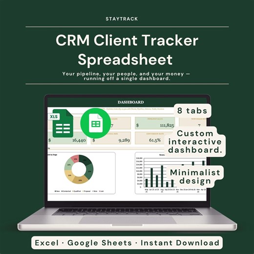 CRM Google Sheets & Excel | Client Tracker, Lead Pipeline, Invoice Log for Small Business Freelancers - Etsy