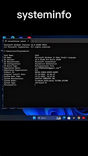 Get system info using cmd in details #shorts