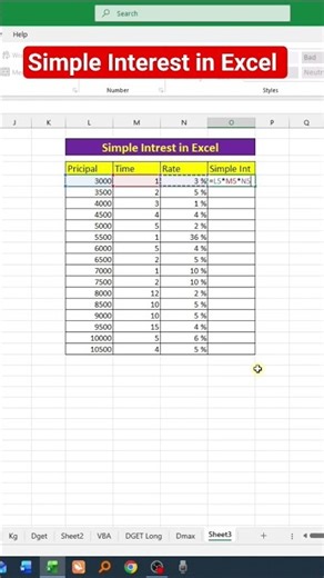 Simple Interest in Excel #excel #exceltips #exceltricks #foryou #excelshortcuts #education #foryou