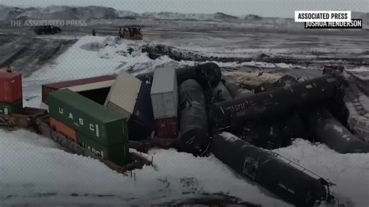 20 hazardous cars derailed and a town was forced to evacuate