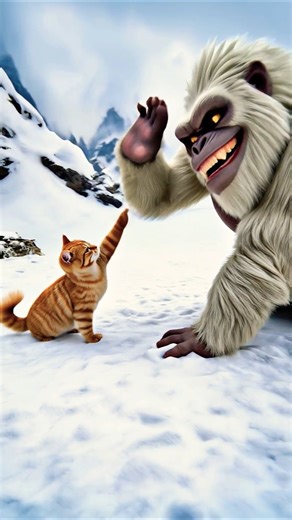 Jab Cat Ka Samna Snow Monster Se Hua! 😳 #shorts # YouTube shorts # cute cat comedy
