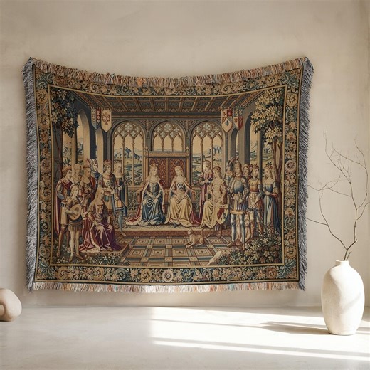 Woven Medieval Tapestry Blanket, Royal Court Renaissance Art - Etsy