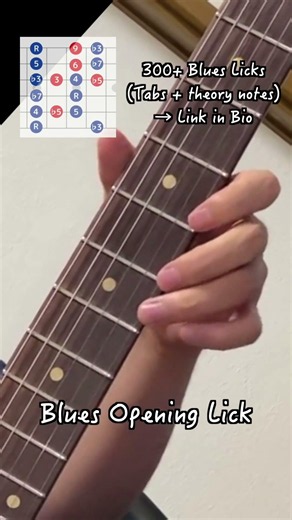 Blues Opening Lick | 300+ blues licks with TABs + theory notes inside BGL Membership. Link in bio.