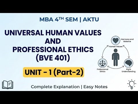 Universal Human Values & Professional Ethics Unit 1 (Part-2) | AKTU MBA 4th Sem BVE 401