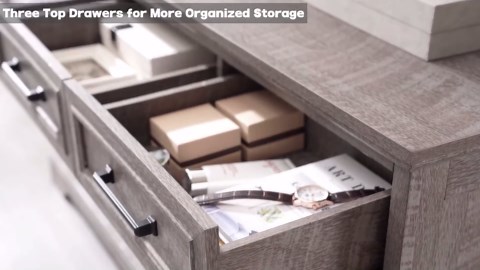 ACCOHOHO 7 Drawer Dresser, Farmhouse Chest of Drawers for Bedroom, 52" Wide Dresser TV Stand with Large Metal Handles, Wood Drawer Organizer for Living Room, Hallway - Black