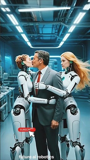 Two Beautiful Robot Girls Fall in Love with a Human| #robot #robotics #kiss #kissing
