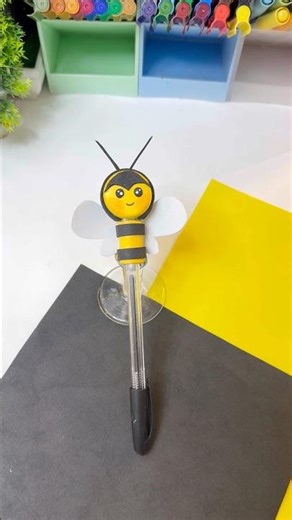 Easy 🐝 pen topper #plastic bottle cap #minhwacuties #diy #youtubeshorts