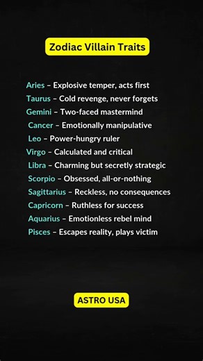 Zodiac Villain Traits #zodiac #zodiacsigns #shorts #tarot #horoscope