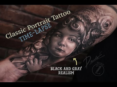Classic Portrait Tattoo - Timelapse - Black and Gray realism tattoo