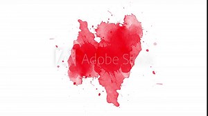 Red Ink brush stroke transition. Ink splash. Abstract ink brush blot, splat, fluid art, overlay, alpha matte composition, spreading brush stroke. ink transition splatter spreading effect.