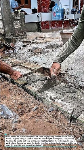 Installing Brick Edging with Cement Mortar | Straight and Strong Foundation Technique.