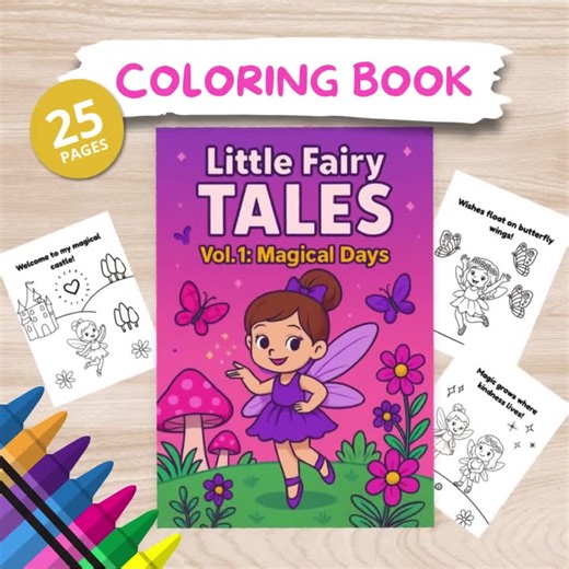 25 Cute Fairy Coloring Pages, Printable Coloring Book, Girls Coloring, Magical World, Kids Coloring Set, Cozy and Cute,fantasy Coloring Book - Etsy