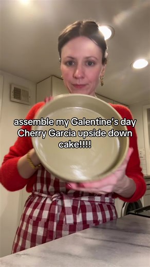 Galentine’s Day Cherry Garcia Upside Down Cake