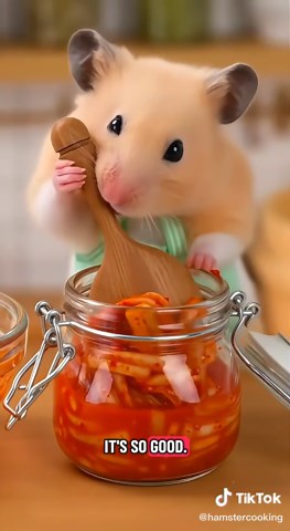 Hamster makes kimchi #cooking #cute #fyp #hamster #funny | hamsters