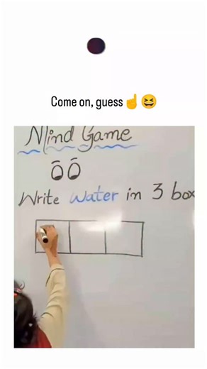 playteaux on Instagram: "The insta video depicts a classroom "mind game" challenging students to write "H2O water" in three boxes, resulting in failed attempts at spelling "water" letter-by-letter until one student correctly places "H," "2," and "O" separately, earning approval while others receive crosses. Replies overwhelmingly identify "H2O" as the intended answer, underscoring the puzzle's twist on literal reading versus chemical notation, with some users playfully defending "water water wat