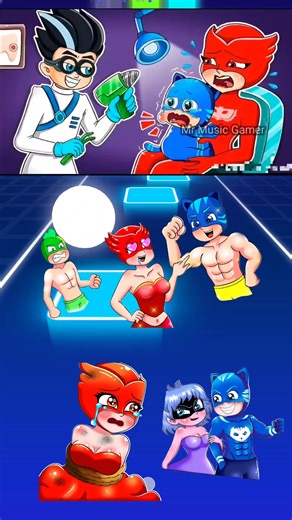 PJ Masks - Owlette 🆚 Gekko 🆚 Owlette 🆚 Gekko X Dance Song Tiles Hop EDM Rush #shorts | DEEP KI VIDEO