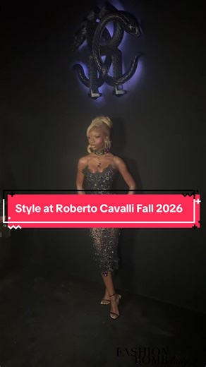 #streetstyle from the @robertocavalli Fall 2026 show featuring @Olandria @Megan Thee Stallion @cocojones and more. #RobertoCavalliFW2627 #olandria #meganthesestallion
