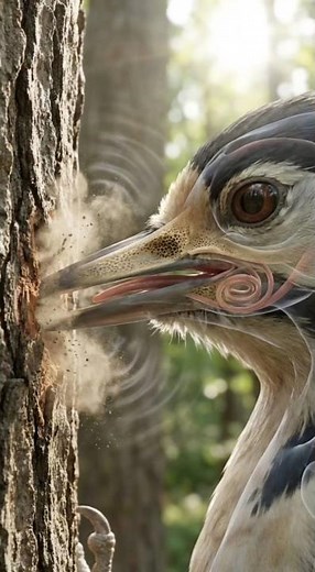 Woodpecker Tongue Wraps Around Its Brain! 🧠🐦