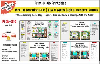 Virtual Learning Bundle: ELA & Math Digital Virtual Game Links | Prek-3rd