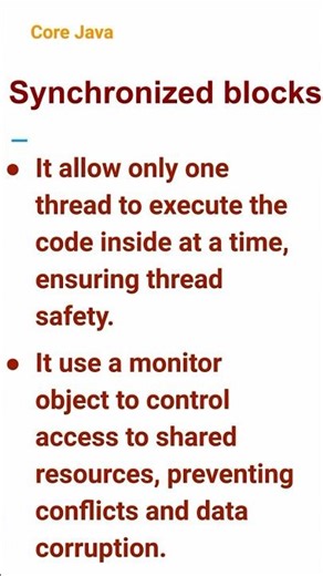 Synchronized blocks (72) #corejava