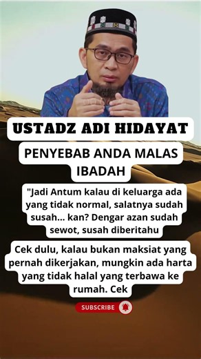 PENYEBAB MALAS IBADAH Ustadz Adi Hidayat #kajianuah #ceramahustadadihidayat #kajianislam #storywa