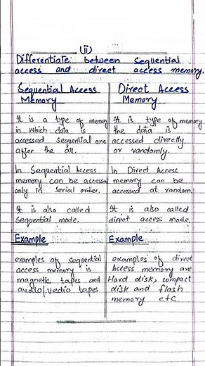 Difference between Sequential Access memory and Direct Access Memory #education #exam