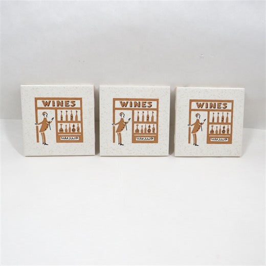 3 Ceramic Tiles Mid Century Vintage Salvage Kitchen Wine Theme - Etsy