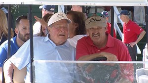 Former President George H.W. Bush made a surprise appearance today at the charity golf event bearing his name in Kennebunkport. http://bit.ly/2sQiaex | WMTW-TV