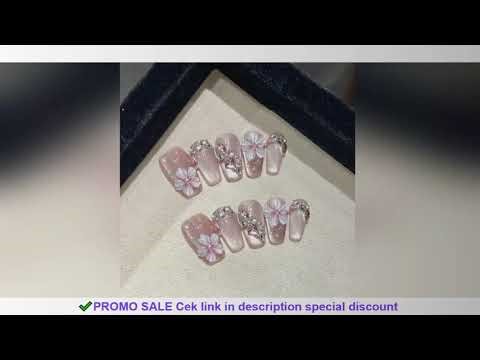 10Pcs Blue Handmade acrylic Nails Set Press on Professional Full Cover Nail Tips Manicure Angel Rose