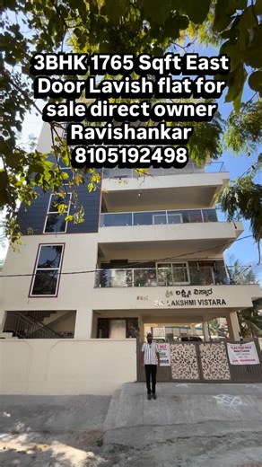 N9 properties on Instagram: "No brokerage direct owner 3BHK East Door 1765 Sqft lavish flat for sale location # 656/A Sri Lakshmi Vistara 4th main road H M T Layout Bangalore near Nagasandra Metro, please call more details, direct owner, Mr.Ravishankar. 8105192498 . . Location map https://maps.google.com/?q=13.037540,77.497688 For more details about this property check put my youtube channel N9 properties full video and location and price details ...! #home​ #home​ #no​ #bdaplots​ #bda​ ##direct