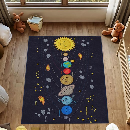 Galaxy Nursery Rug: Educational Solar System Planets for Kids - Etsy