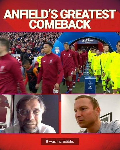 "What a special night that was. History written." ❤️ Jürgen Klopp and Pep Lijnders relive Anfield's greatest comeback in a very special Barcelona watchalong. Now available on LFCTV GO: http://video.liverpoolfc.com Not to be missed 🍿 | Liverpool FC
