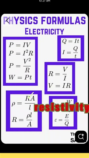 Electricity formulas #physics10th #class10 #physicsmadeeasy #education #boards#exam #exampreparation