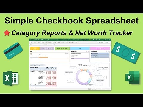 Checkbook Spreadsheet with Category Reports and Net Worth Tracker