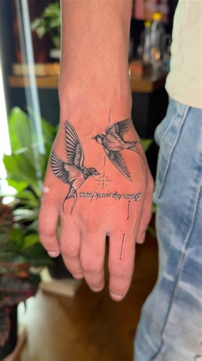Flying Birds Hand Tattoo | Realistic Swallow Tattoo #shorts #tranding #viral #fyp