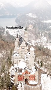 Neuschwanstein Castle in Bavaria, Germany 🇩🇪 ❄️❤️ Most beautiful castle in the World 🌎. This immense beauty was the Dream of King Ludwig II of Bavaria, Germany 🇩🇪 The Castle is located West of Munich and can be reached by a Train 🚊 Have you been to this alluring Castle in Germany 🇩🇪 #Füssen #Bayern #Bavaria #Germany #Snowday #Europe #neuschwansteincastle #neuschwanstein_castle #droneshots #dronelife #castlesofgermany #neuschwanstein #schlossneuschwanstein #neuschwansteinschloss #drone #f