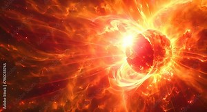 Abstract solar flares affecting Earth’s magnetic field, abstract,