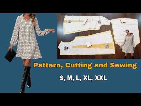 ✅️️️ Very Easy Women's V-neck Dress Cutting and Sewing, QUICK dress that fits all sizes!