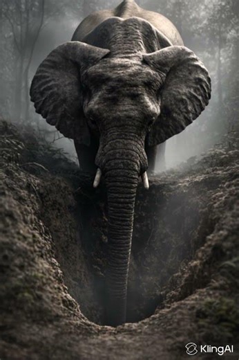 The little monkey fell into a pit.